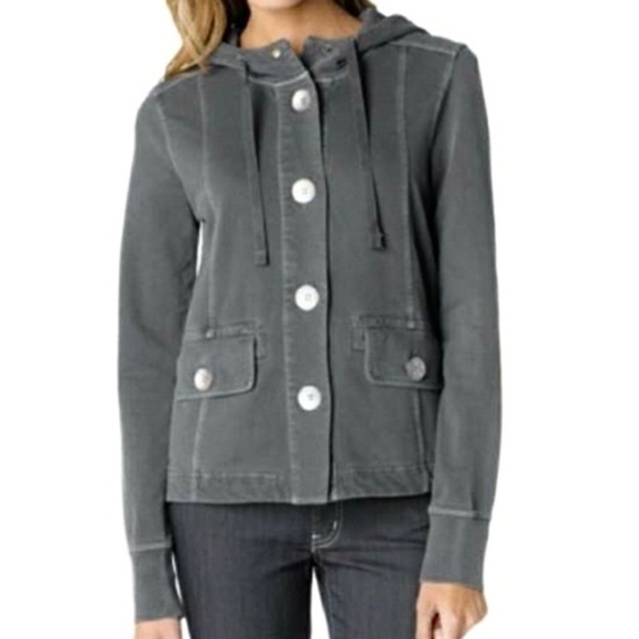 Prana Gray Janelle Button Front Hoodie Jacket Organic Cotton Sweatshirt - Picture 6 of 8